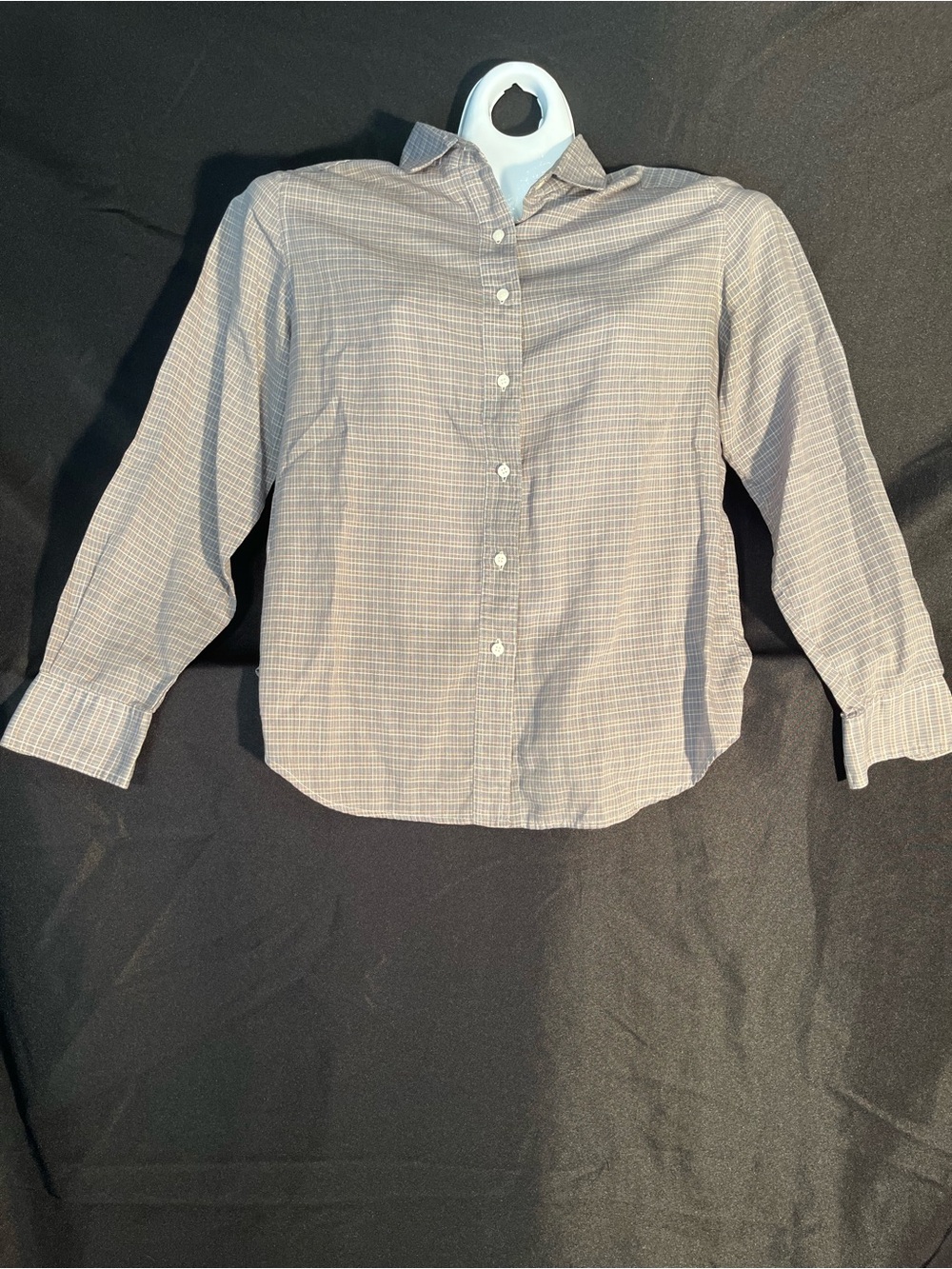 GAP Women's Button-Up Blouse in Gray Plaid